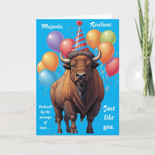 Cartão Stoic Bison Birthday Wisdom (Frente)