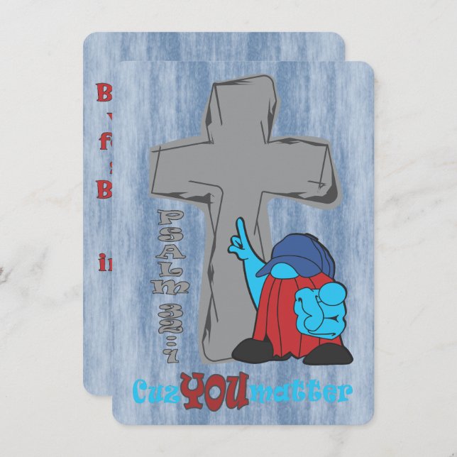 Cartão Stone Cross Porque Você Importa Salm 32 1 (Frente/Verso)