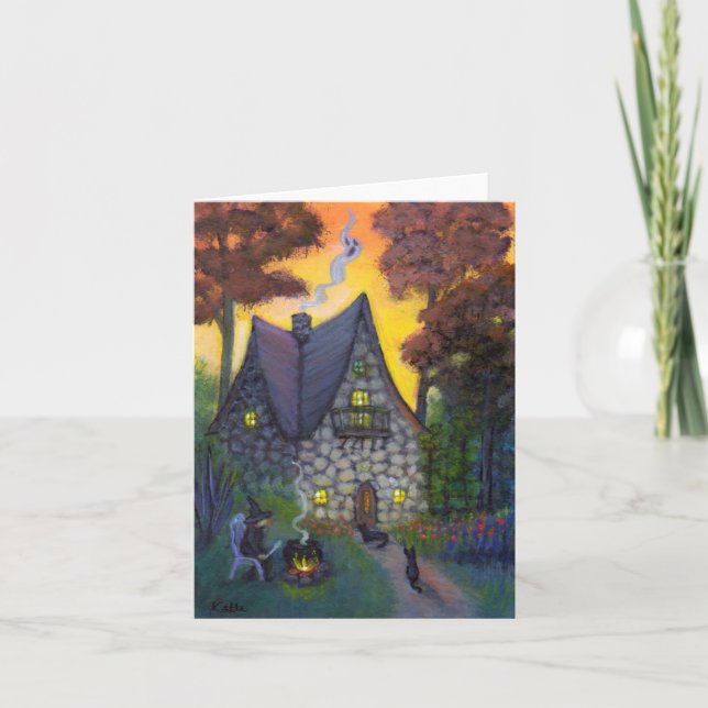 Cartão Stone Witch's House Halloween Note Card (Frente)