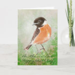 Cartão Stonechat Bird Happy Birthday Brother-in-Law<br><div class="desc">Stonechat Bird Happy Birthday,  cunhado com a aquarela personalizada</div>