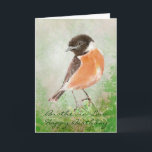 Cartão Stonechat Bird Happy Birthday Brother-in-Law<br><div class="desc">Stonechat Bird Happy Birthday,  cunhado com a aquarela personalizada</div>