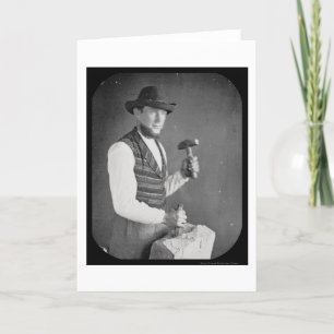 Cartão Stonecutter Holding Mallet Daguerreotype 1850
