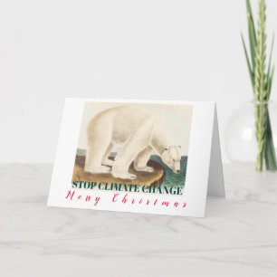 Cartão Stop Climate Change Merry Christmas Polar Bear