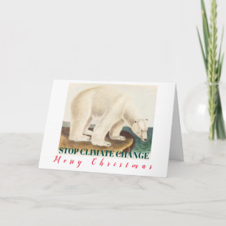 Cartão Stop Climate Change Merry Christmas Polar Bear