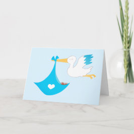 Cartão Stork Carrying A Boy Baby Bundle Of Joy Blue