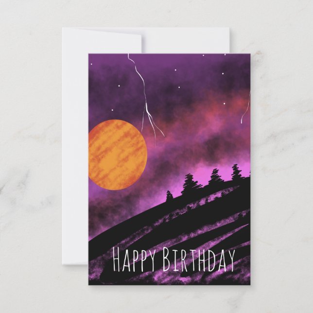 Cartão Storm Sky Illustration Purple Birthday (Frente)