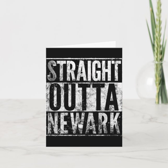 Cartão Straight Outta Newark New Jersey Distressed Effect (Frente)