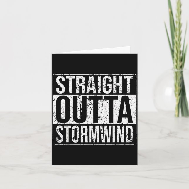 Cartão Straight Outta Wind Funny Wow Alliance Gamer Vinta (Frente)