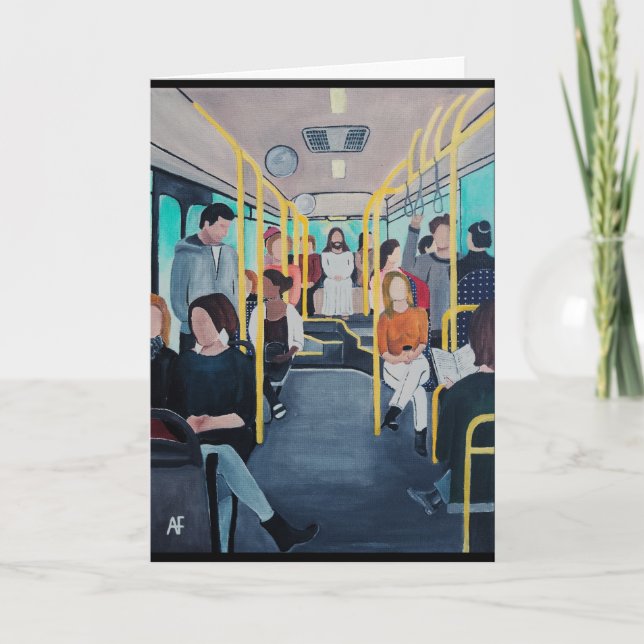 Cartão Stranger on the Bus Painting by Alfred Fox (Frente)