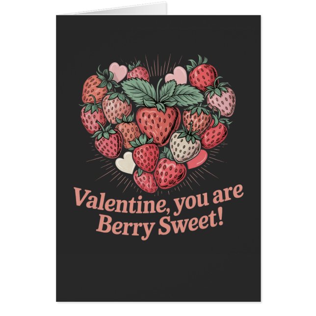Cartão Strawberry Berry Sweet Kids Valentines Day (Frente)