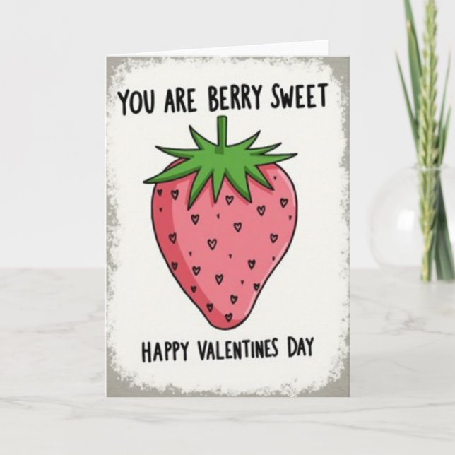 Cartão Strawberry Berry Sweet Valentines Card (Frente)