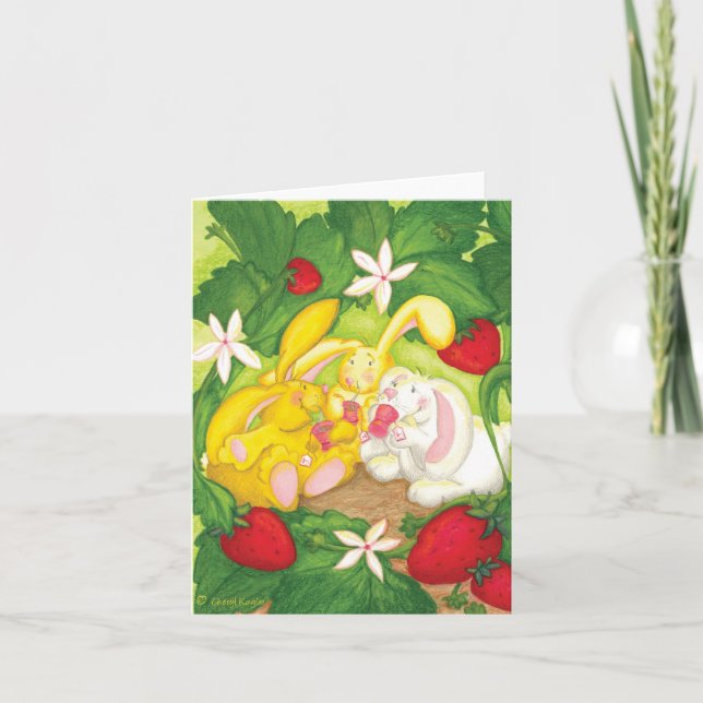 Cartão Strawberry Bunny Tea / Notecard (Frente)