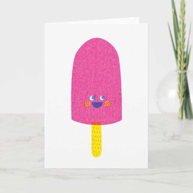 Cartão Strawberry Popsicle Greeting Card (Frente)