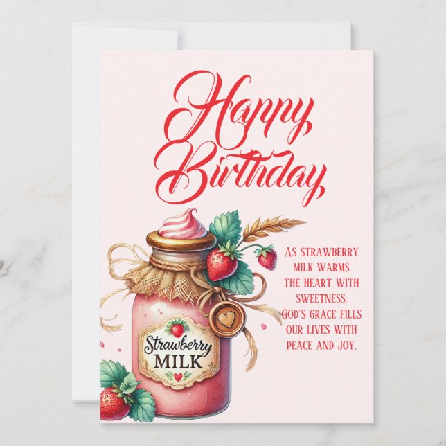 Cartão Strawberry Warmth Birthday Christian Card (Frente)