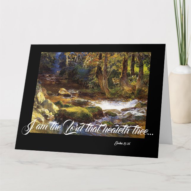 Cartão Stream Deer Trees God Heals Big Greeting Card (Frente)