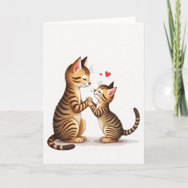 Cartão Striped Cats Mothers Day Love Card (Frente)