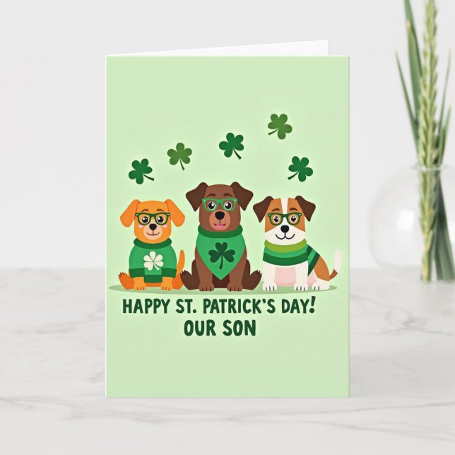 Cartão Striped Dogs Happy Day Son Card (Frente)