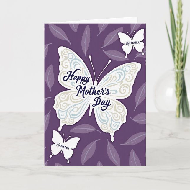 Cartão Striped Sister Butterfly Day Card (Frente)
