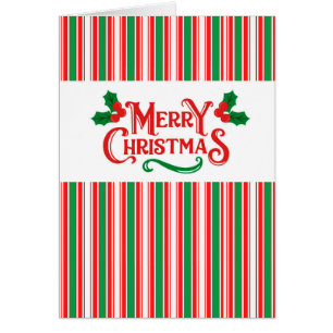 Cartão Striped vintage Christmas greeting card