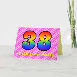 Cartão Stripes Rosa Diversas, Corações, Arco-Íris # 38º A