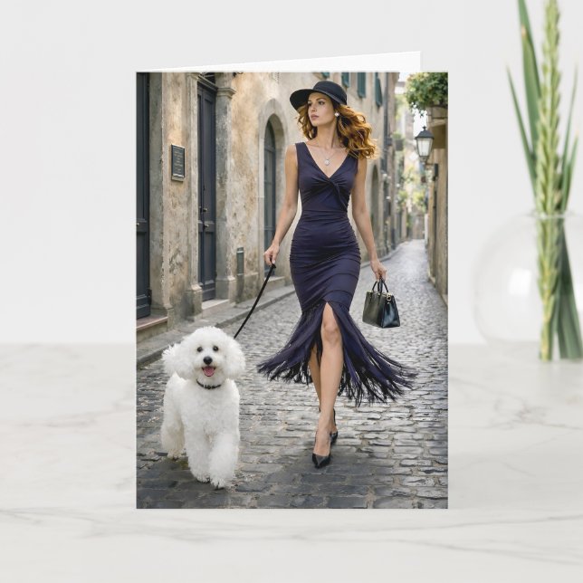 Cartão Strolling Italy, Poodle Blank Card (Frente)