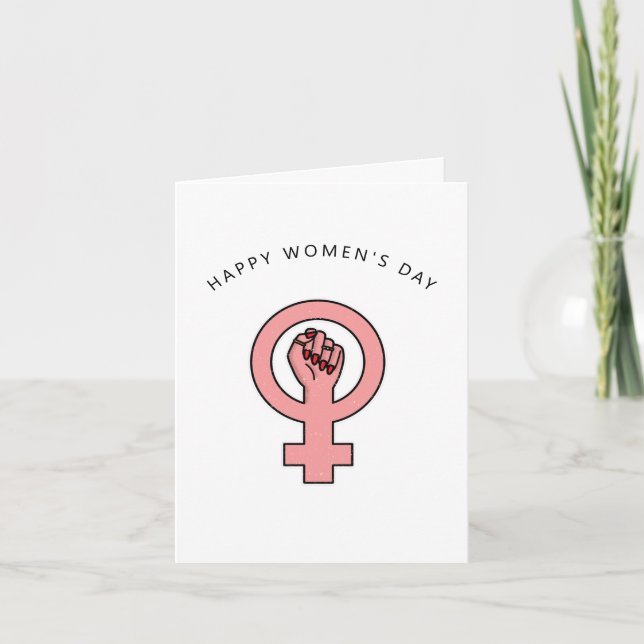 Cartão strong  girl power happy women's day feminist (Frente)