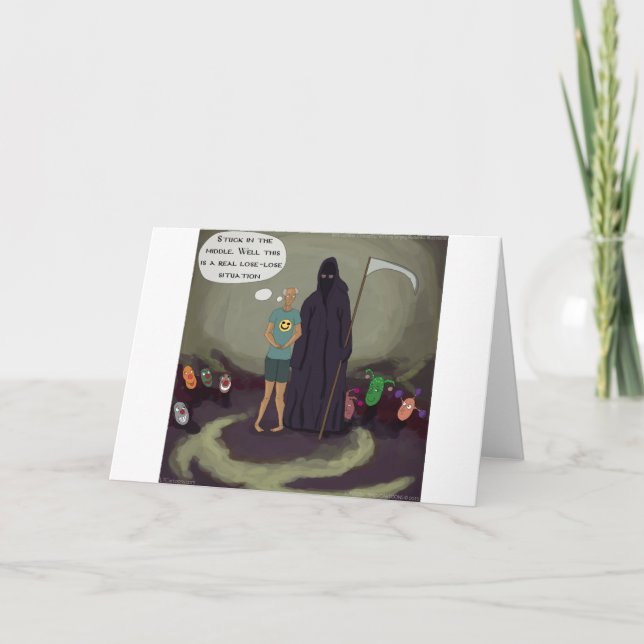 Cartão Stuck In The Middle W/Grim Reaper Funny (Frente)