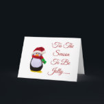 Cartão Stuffed toy penguin dressed for winter<br><div class="desc">A photograph of a stuffed toy penguin</div>