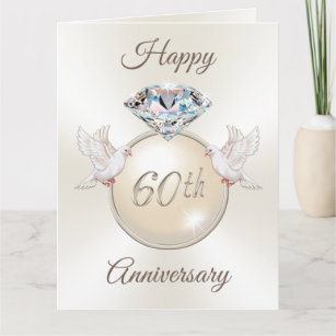 Cartão Stunning 60th Wedding Anniversary Cards in 3 Sizes