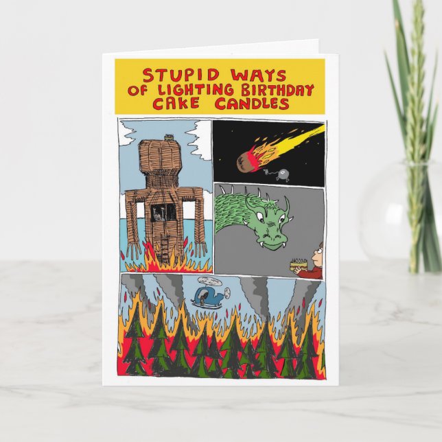 Cartão Stupid Ways of Lighting Birthday Cake Candles Card (Frente)