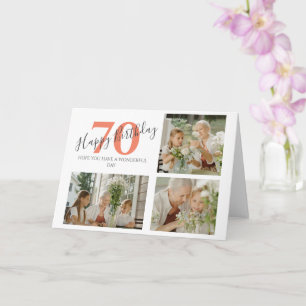 Cartão stylish Any Age Birthday 3 Photo Collage