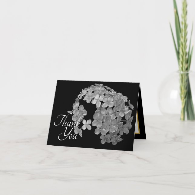 Cartão Stylish Gray Botanical Flowers Floral Thank You (Frente)