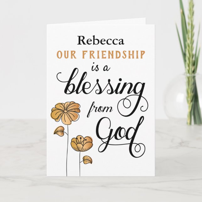Cartão Sua Amizade é uma Bênção de Deus (Frente)