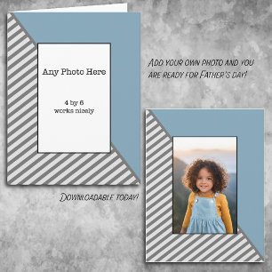 Cartão Sua foto em uma Dia de os pais azul e Cinza