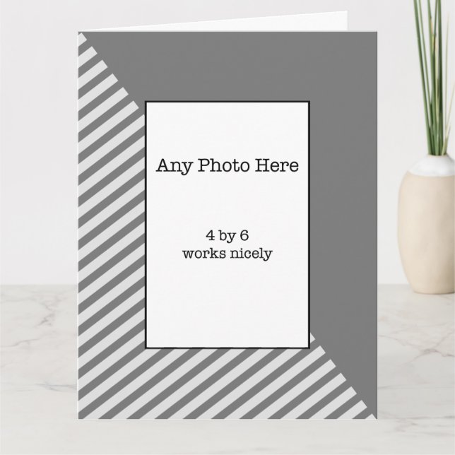 Cartão Sua foto em uma Dia de os pais de Cinza (Frente)