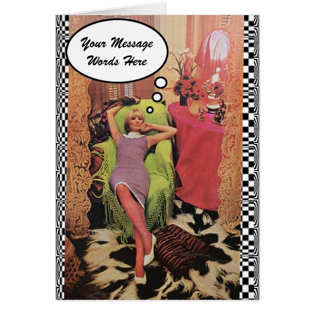 Cartão Suas palavras com o Lounger super da modificação (Frente)