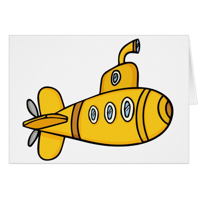 Cartão Submarino amarelo dos desenhos animados (Frente Horizontal)