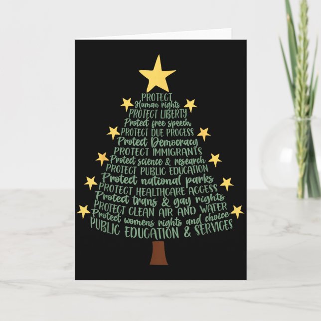 Cartão Subtle Anti Trump Funny Christmas Tree  (Frente)