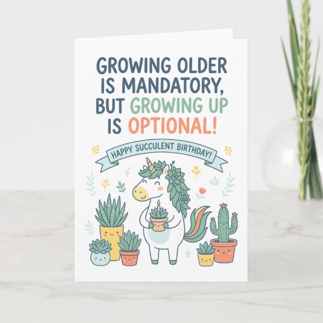 Cartão Succulent and Plant Lover Happy Birthday (Frente)