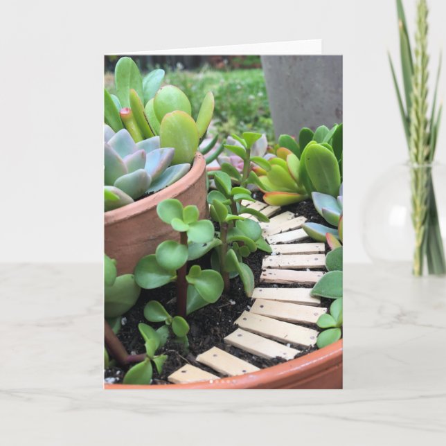 Cartão Succulent Fairy Garden Greeting Card (Frente)