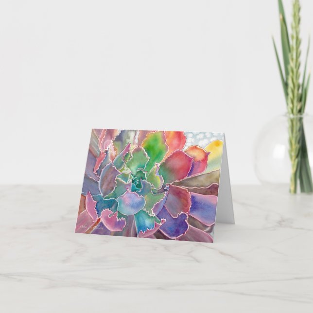 Cartão Succulent ruffled echeveria greeting card (Frente)