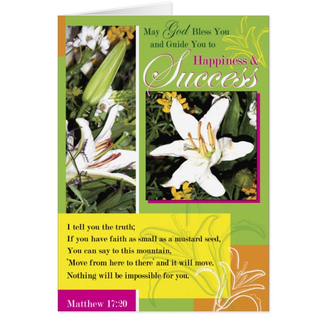 Cartão Sucesso luminoso do lírio (Frente)