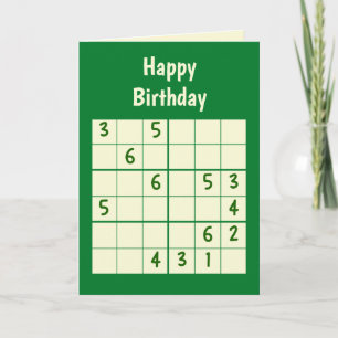 Cartão Sudoku Quebra-cabeça 6x6 Aniversário