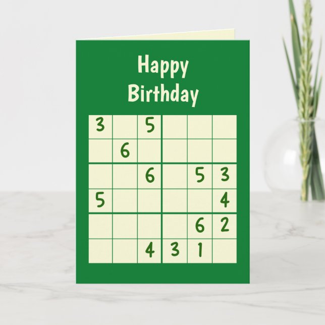Cartão Sudoku Quebra-cabeça 6x6 Aniversário (Frente)