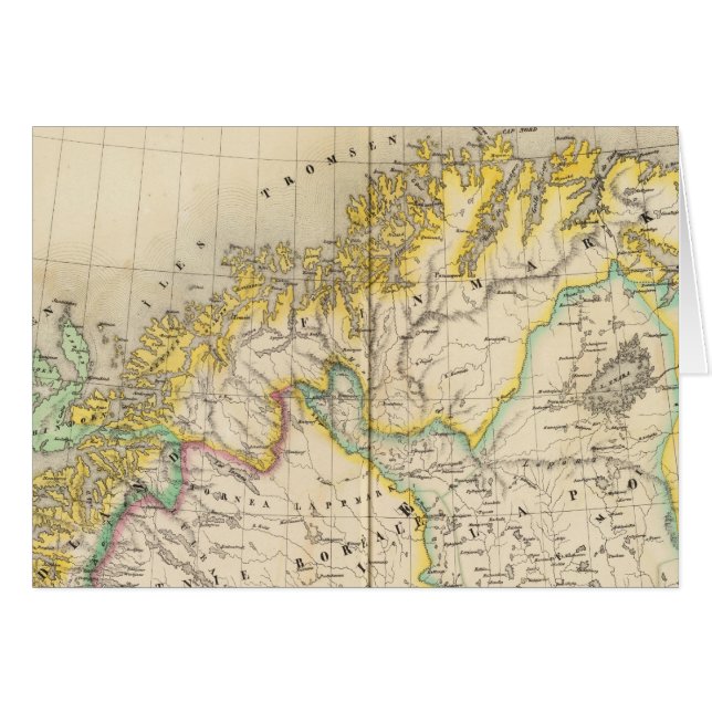 Cartão Suecia, Mapa do Atlas da Noruega (Frente Horizontal)