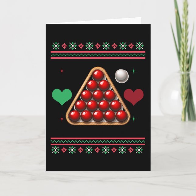 Cartão Suéter de Natal Feio de Snooker (Frente)