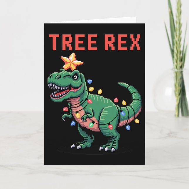 Cartão Suéter de Natal Feio do Tree Rex Dinossauro  (Frente)