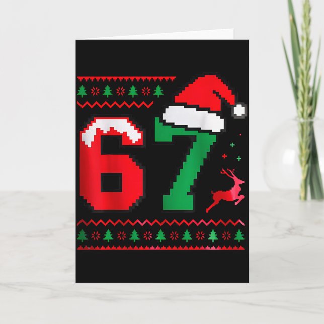 Cartão Suéter Feio de Natal 67 Design Número 67  (Frente)
