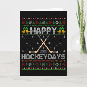 Cartão Suéter Feio de Natal Feliz Hockeydays Hóquei no Ge