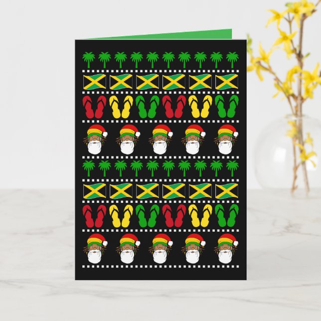 Cartão Suéter Feio Jamaicano Rasta Natal (Flor Amarela)